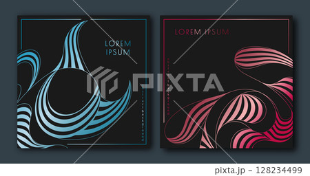 Colorful pattern of wavy lines. Template for interior design, packaging, social networks. An idea for creative design 128234499