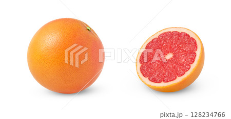Set of whole grapefruit and cut in a half isolated. Set of whole grapefruit and cut in a half isolated. 128234766
