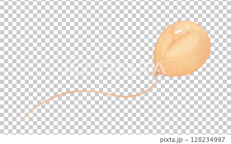 Watercolor flying brown balloon. Hand drawn isolated illustration for kids. Cute drawing 128234997