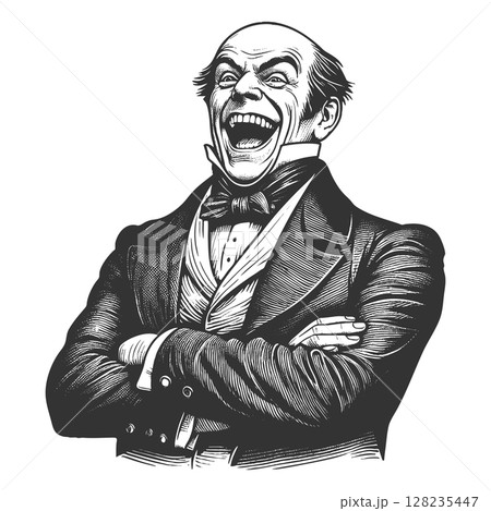 Laughing Bald Man sketch raster illustration Laughing Bald Man sketch raster illustration 128235447