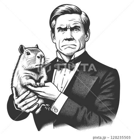 Gentleman Holding Capybara vector illustration Gentleman Holding Capybara vector illustration 128235503