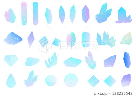 グラデーションの鉱物・宝石のイラストセット パターン 背景イラスト グラデーションの鉱物・宝石のイラストセット パターン 背景イラスト 128235542