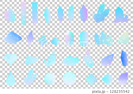 グラデーションの鉱物・宝石のイラストセット パターン 背景イラスト グラデーションの鉱物・宝石のイラストセット パターン 背景イラスト 128235542