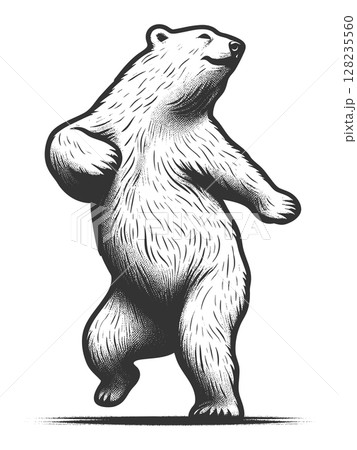 Dancing Polar Bear engraving raster illustration Dancing Polar Bear engraving raster illustration 128235560