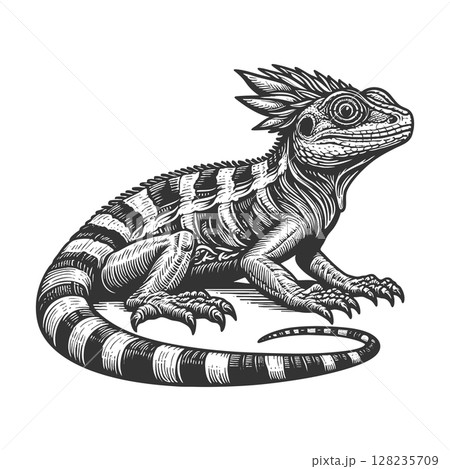 Lizard engraving sketch raster illustration 128235709