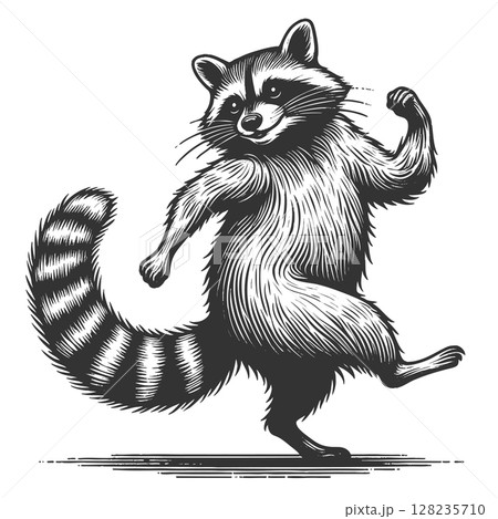 Dancing Raccoon raster illustration Dancing Raccoon raster illustration 128235710