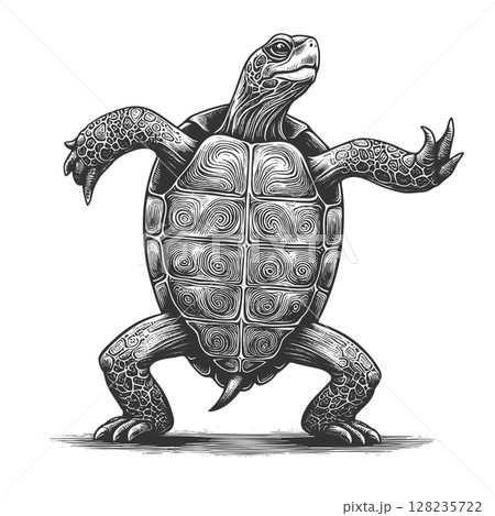 Dancing Turtle sketch vector illustration 128235722