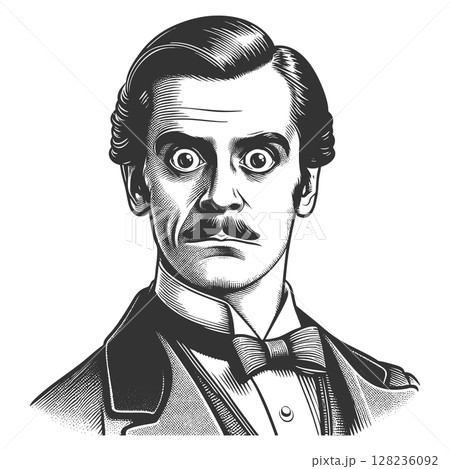 Surprised Gentleman in Vintage Suit with Bow Tie 128236092