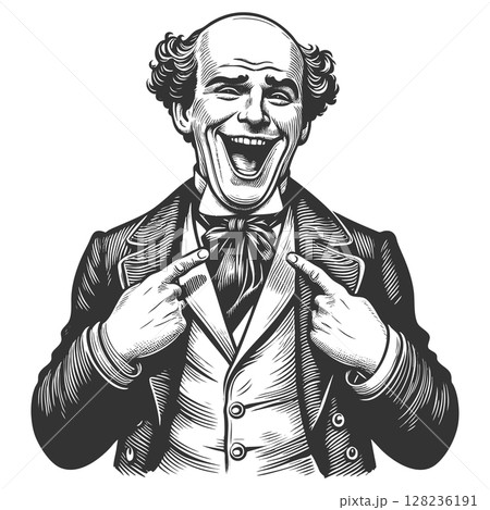 Laughing Man Proudly Pointing at Himself vector 128236191