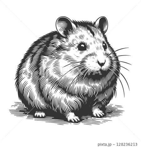 Hamster engraving sketch vector illustration 128236213