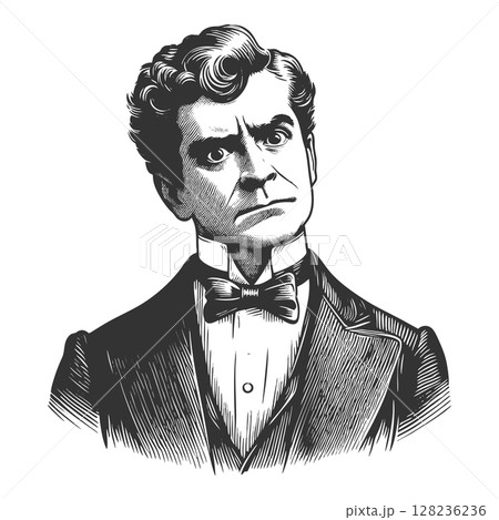 Curious Victorian Gentleman engraving vector 128236236