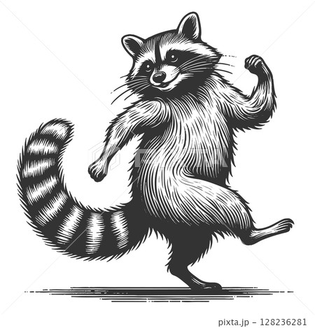 Dancing Raccoon vector illustration 128236281