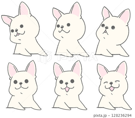 フレンチブルドッグの表情違いのアイコンセット(白色) フレンチブルドッグの表情違いのアイコンセット(白色) 128236294