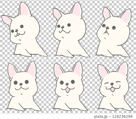 フレンチブルドッグの表情違いのアイコンセット(白色) フレンチブルドッグの表情違いのアイコンセット(白色) 128236294