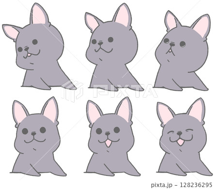 フレンチブルドッグの表情違いのアイコンセット(黒色) フレンチブルドッグの表情違いのアイコンセット(黒色) 128236295