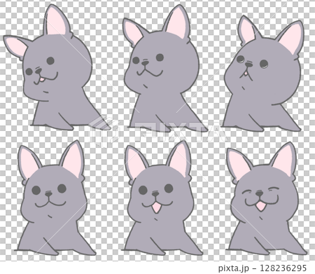 フレンチブルドッグの表情違いのアイコンセット(黒色) フレンチブルドッグの表情違いのアイコンセット(黒色) 128236295