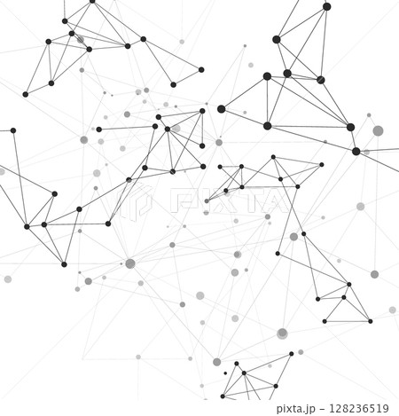 Abstract geometric background with connecting points and lines. White digital background. Network concept Abstract geometric background with connecting points and lines. White digital background. Network concept 128236519