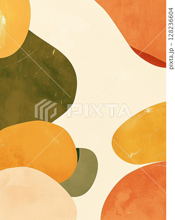 Abstract design featuring colorful shapes on a light background, designed to add a modern artistic touch to any space Abstract design featuring colorful shapes on a light background, designed to add a modern artistic touch to any space 128236604