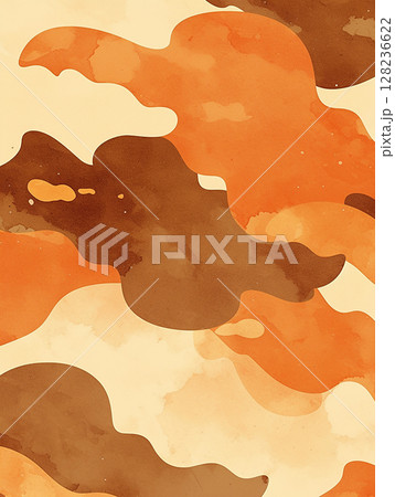 Artistic abstract pattern in warm tones featuring flowing shapes and colors reminiscent of autumn 128236622