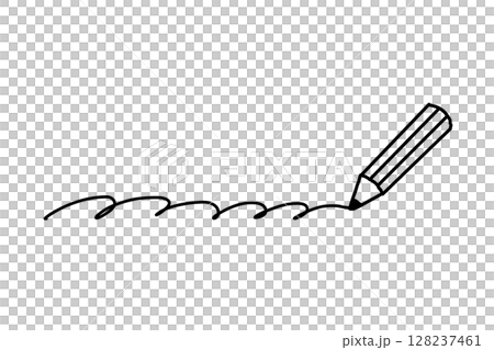 Simple hand-drawn pencil wavy line drawing illustration in black Simple hand-drawn pencil wavy line drawing illustration in black 128237461