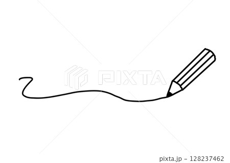 シンプルな手描き風鉛筆のうねうねの線画イラスト 黒 シンプルな手描き風鉛筆のうねうねの線画イラスト 黒 128237462