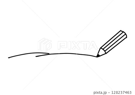 シンプルな手描き風鉛筆の線画イラスト　黒 128237463