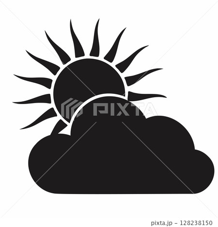 Sun partially hidden by cloud abstract design 128238150