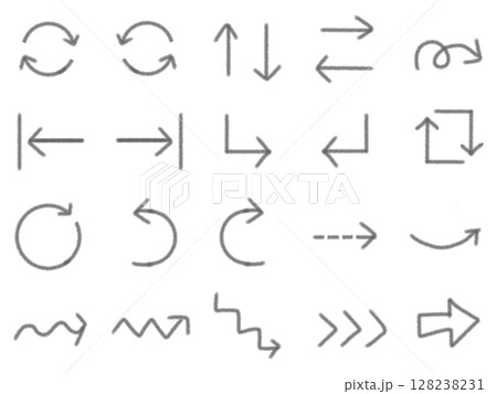 シンプルな矢印の手描きアイコンセット 128238231