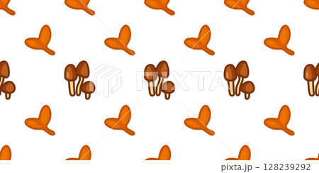 Seamless Cute Mushroom Leaf Pattern 128239292