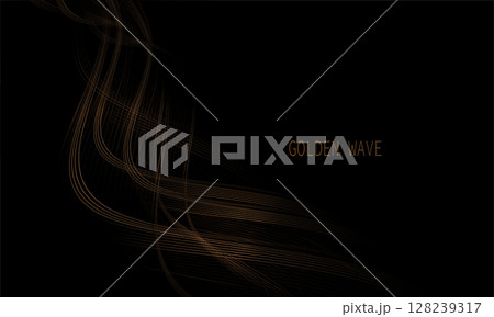 Isolated design element, gold exquisite shiny textured waves on black background Isolated design element, gold exquisite shiny textured waves on black background 128239317