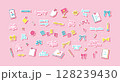 Love notes and bows, cute stickers 128239430