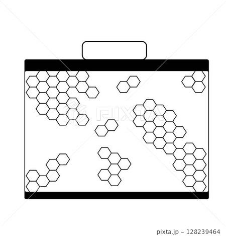 Honeycomb hexagonal house isolated. Vector graphic line illustration. background for banners, print for fabric, labels, t-shirt printing. For logo, web, package, sticker. Honeycomb hexagonal house isolated. Vector graphic line illustration. background for banners, print for fabric, labels, t-shirt printing. For logo, web, package, sticker. 128239464