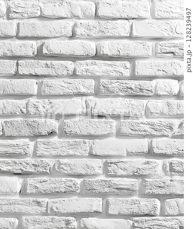 White Brick Wall Background with Subtle Texture for Interior, Design, or Presentation Use 128239497