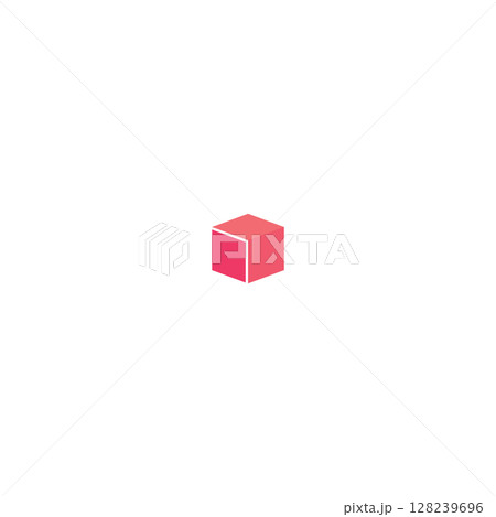 Minimal 3D Cube Icon, Geometric Vector Symbol 128239696