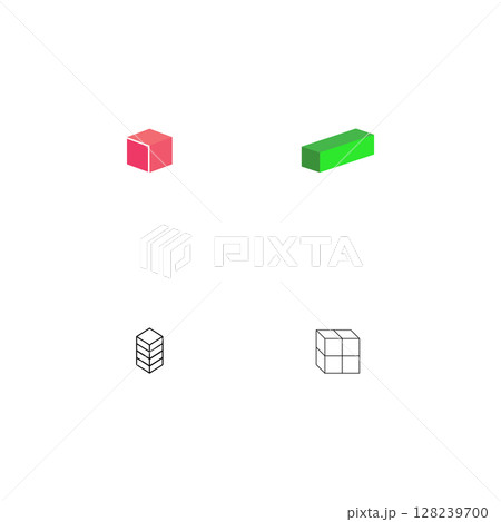 Minimal 3D Cube Icon, Geometric Vector Symbol 128239700