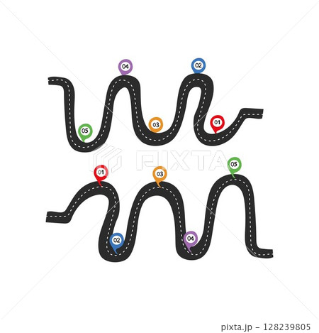 roadmap infographic with arrow and six steps for business 128239805