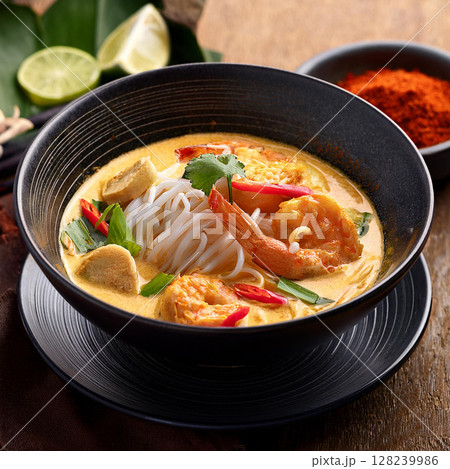Laksa, A Spicy Coconut Noodle Soup 128239986