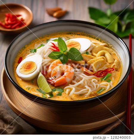 Laksa, A Spicy Coconut Noodle Soup Laksa, A Spicy Coconut Noodle Soup 128240003