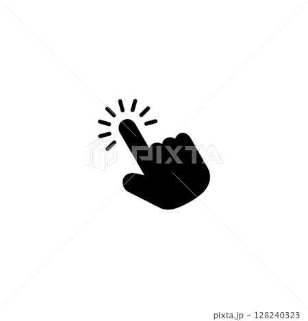 black Hand cursor solid icon. click symbol vector isolated on white background. hand click. pointer 128240323
