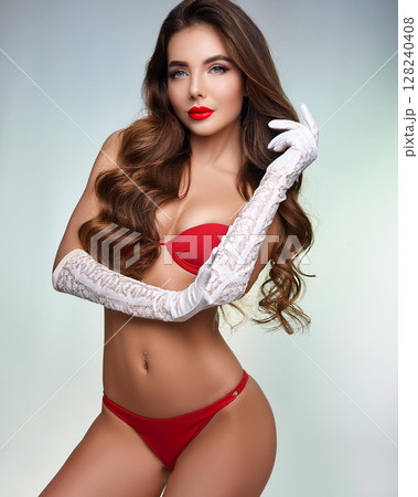 Glamorous Woman in Bikini and Gloves 128240408