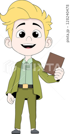 Cartoon School Boy Holding Book Vector Illustration Cartoon School Boy Holding Book Vector Illustration 128240478