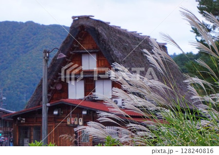 荻町合掌造り集落　世界文化遺産　白川郷　茅葺 128240816