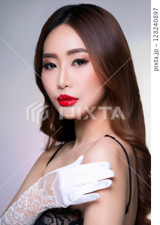 Beautiful Woman in Balconette Brassiere Style Beautiful Woman in Balconette Brassiere Style 128240897