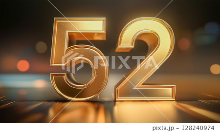 Golden number 52 stands out in 3D design 128240974