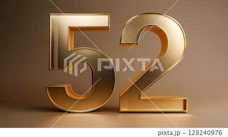 Elegant gold number 52 in modern style 128240976