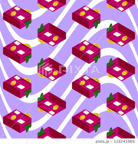 Seamless Cartoon Travel Suitcase Pattern 128241069