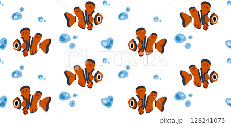 Clownfish Seamless Ocean Pattern Design 128241073