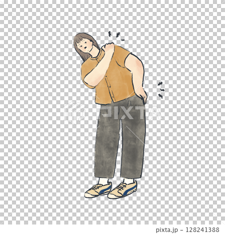 肩こりと腰痛に悩む女性 128241388