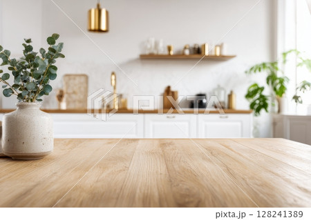 Modern minimalist kitchen with spacious layout, generated AI 128241389