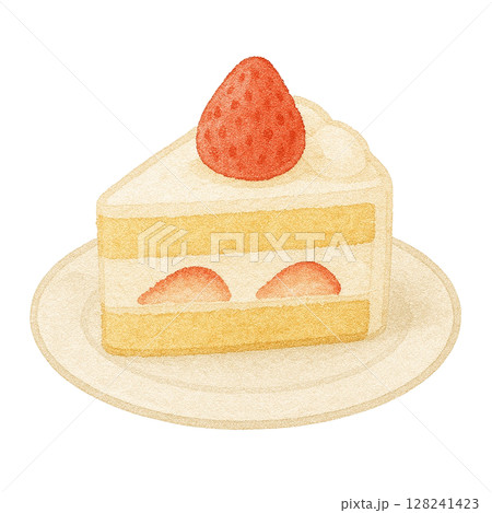 【ケーキ】いちごのショートケーキのイラスト 128241423